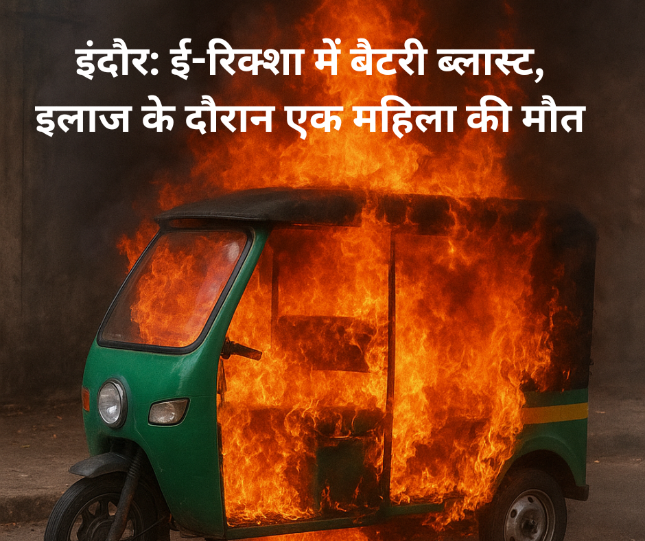 इंदौर: ई-रिक्शा में बैटरी ब्लास्ट, इलाज के दौरान एक महिला की मौत