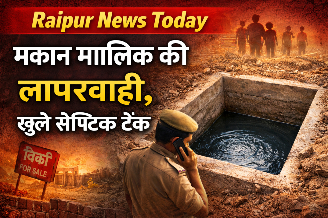 Raipur News Today - मकान मालिक की लापरवाही से गई मासूम की जान।खुला छोड़ा गया सेप्टिक टैंक बना मौत का गड्ढा।खेलते-खेलते गिरी 4 साल की बच्ची, अस्पताल में तोड़ा दम