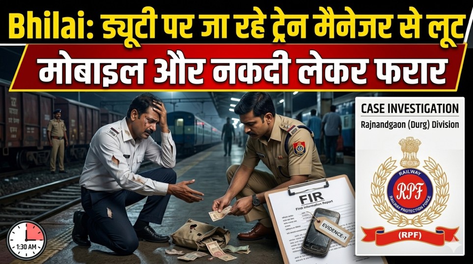 Bhilai: ड्यूटी पर जा रहे ट्रेन मैनेजर से लूट, मोबाइल और नकदी लेकर फरार