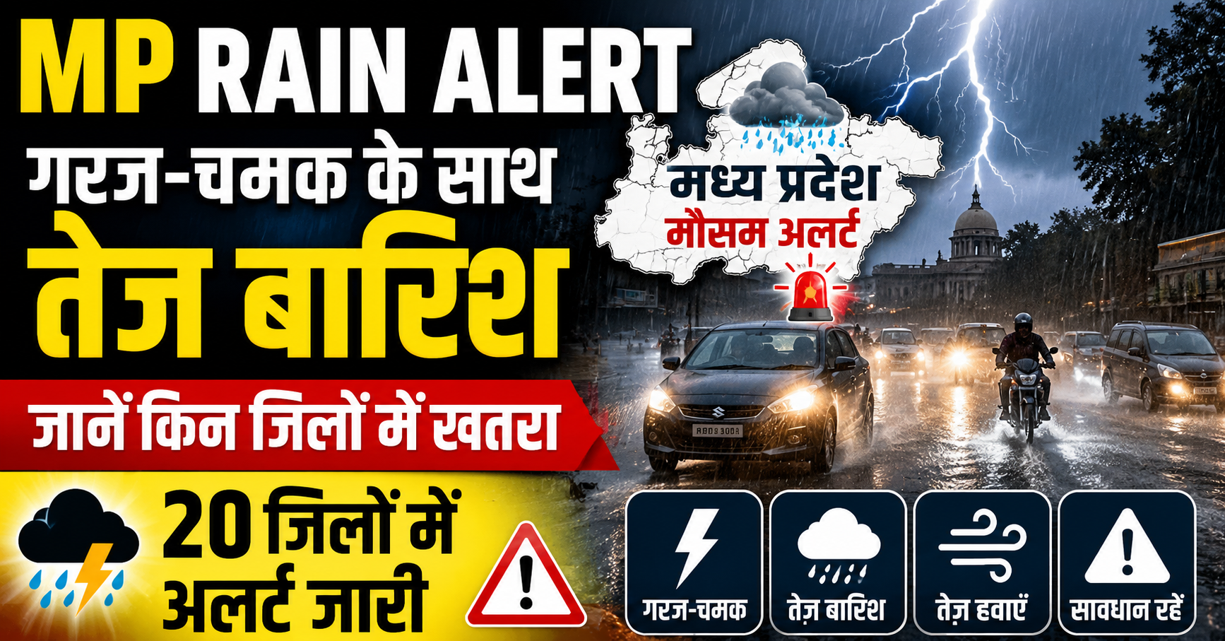 MP Rain Alert Today: गरज-चमक के साथ तेज बारिश, जानें किन जिलों में खतरा