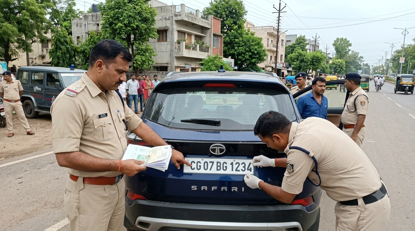 फर्जी नंबर प्लेट मामले में दुर्ग पुलिस की जांच