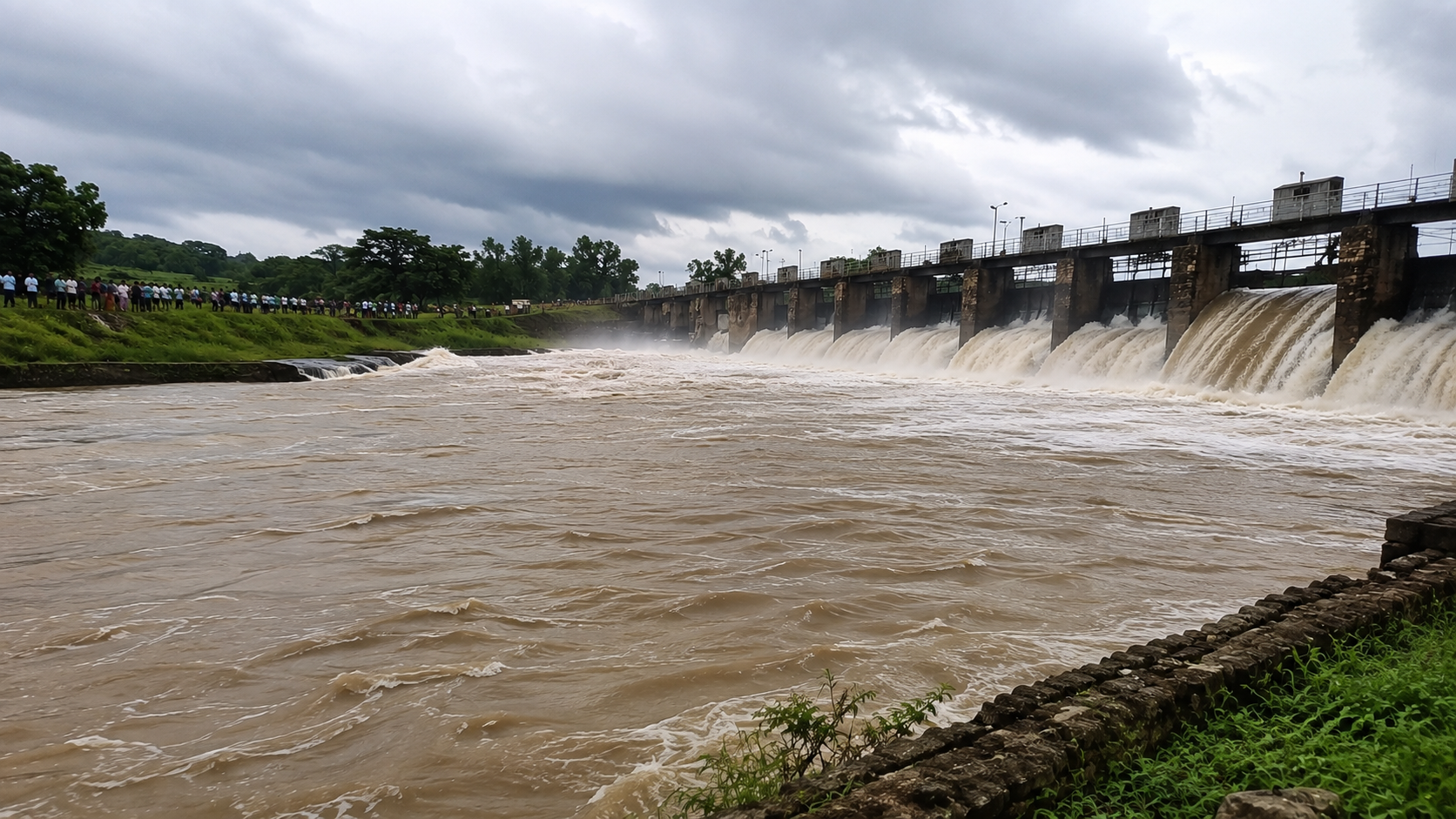 सिंध नदी जलस्तर बढ़ने पर मोहनी पिकअप वियर से पानी छोड़ा गया